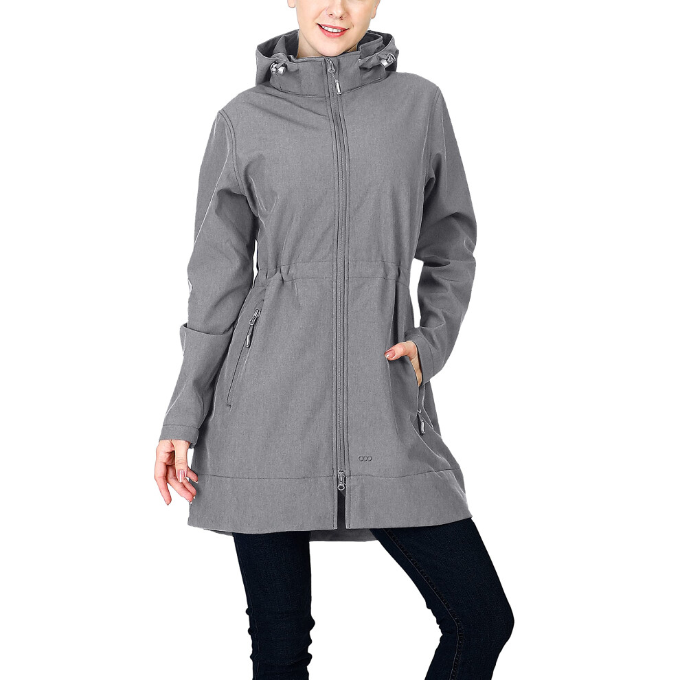 33 000Ft Damen Wasserdichte Softshell-Regenjacke Mit Kapuze, Lang, Fleece-image