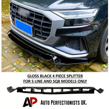 For Audi Q8 S Line SQ8 Front Splitter Spoiler Lip Body Kit Aero 2018+