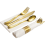 25 voorgerolde gouden plastic besteksets 5