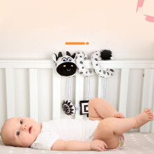 Baby Plush Animal Stroller Toys Black and White Spiral Activity Hanging Toys Crib Stroller Toys Milch Cow