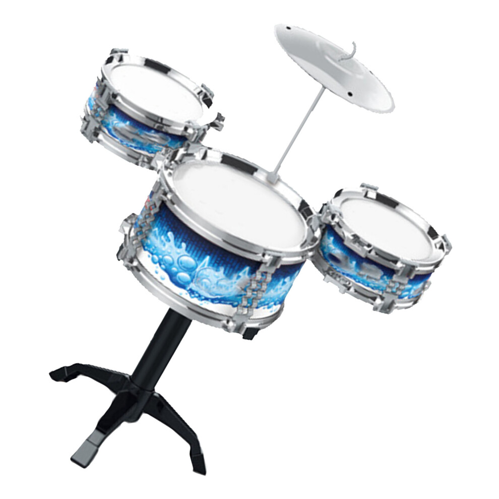 Drum Set Toys 2 Drum Sticks High Simulation Rounded Edges Educational Toddler Drum Set for Boys Girls Blue