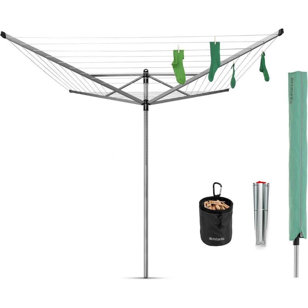 Brabantia Lift-O-Matic 50M Rotary Airer With Ground Spike & Cover