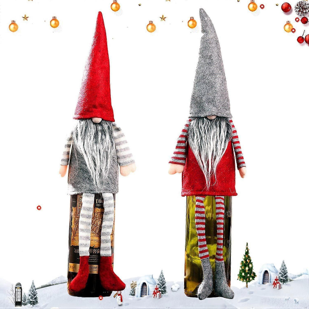 (As show, One size) Christmas Wine Bottle Cover, 2pcs Wine Bottle Cover, Christmas Decoration Bags for Bottles, Christmas Wine Gift Bags, Wine Bottle Cover for Christmas