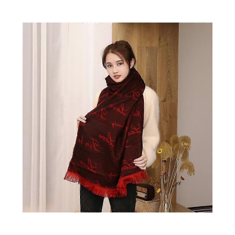 (As show, One size) Winter scarf European and American men's scarf warm thick shawl women's autumn and winter 2022 new imitation cashmere scar