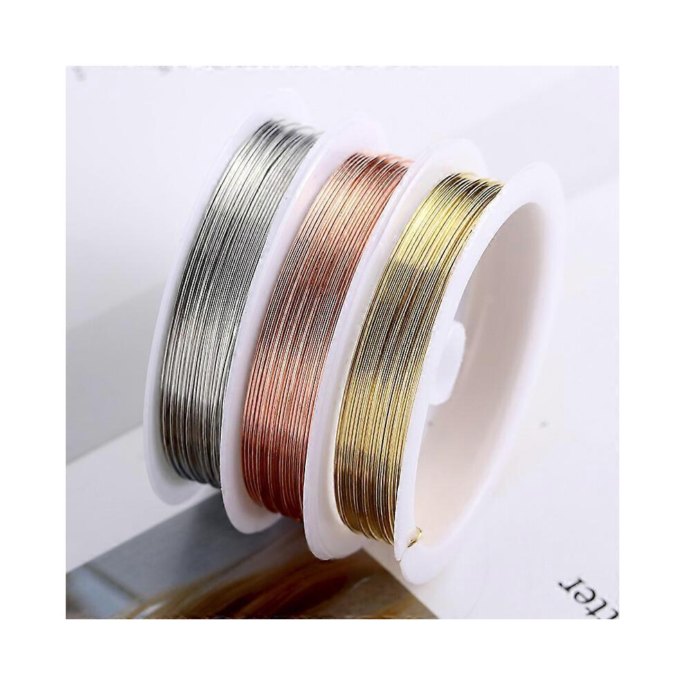 (As show, One size) 3 colours of copper wire handmade copper wire jewellery wire 0.3mm shaped wire gold silver natural