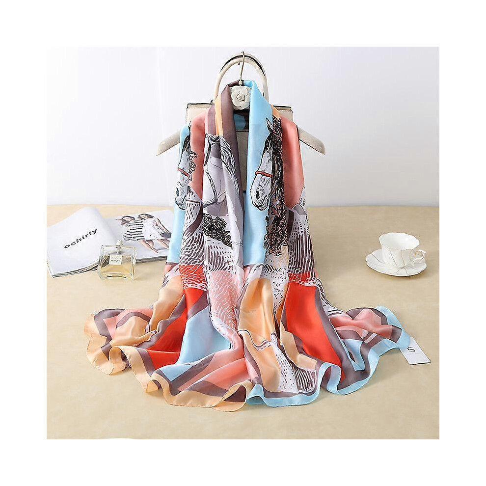 (As show, One size) Large silk scarf women winter beach scarf sun protection silk scarf new silk satin simulation silk scarf wholesale sunshade shawl-image-OPC-PHQXJWF-NEW