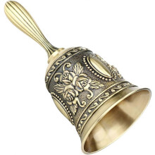 (As show, One size) Bell, Zinc Alloy Classic Loud Call Bell Service Traditional Hand Call Bell for School Reception Dinner Service Hotel Meditation Pet Feeding Prayer Dec