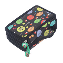 Colored Pencil Case Pencil Holder with Zipper Closure Large Capacity Pencil Case Foldable Colored Pencil Bag Cartoon Black 4 Layers 72 Hole