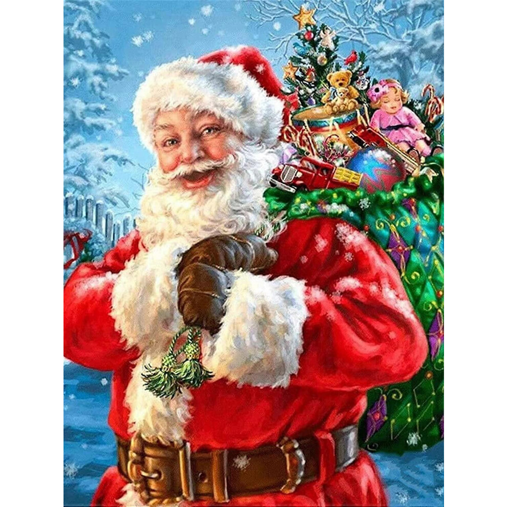 (As show, One size) DIY Diamond Painting Santa Claus Kit 30x40 cm, 5D Christmas Embroidery Diamond Painting Full Kit Gift Cross Stitch Rhinestone Embr