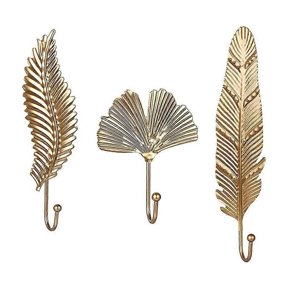 (As show, One size) Adhesive Hook, 3 Pieces Wall Hook Leaves Cast Iron Decorative Wall Hooks Curtain TieBacks Wall Hooks for Wall Hook Metal Hat Hook Coat Hook