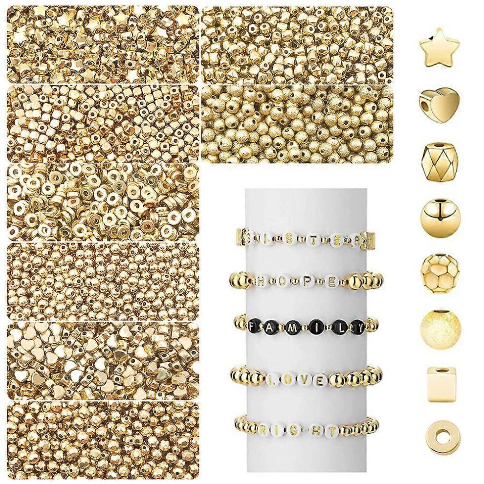 (As show, One size) 100pcs oil-sealed and colour-protected CCB beads Round square beads pentagram hearts diy handmade beading material accessories(100 round spacers 4mm)