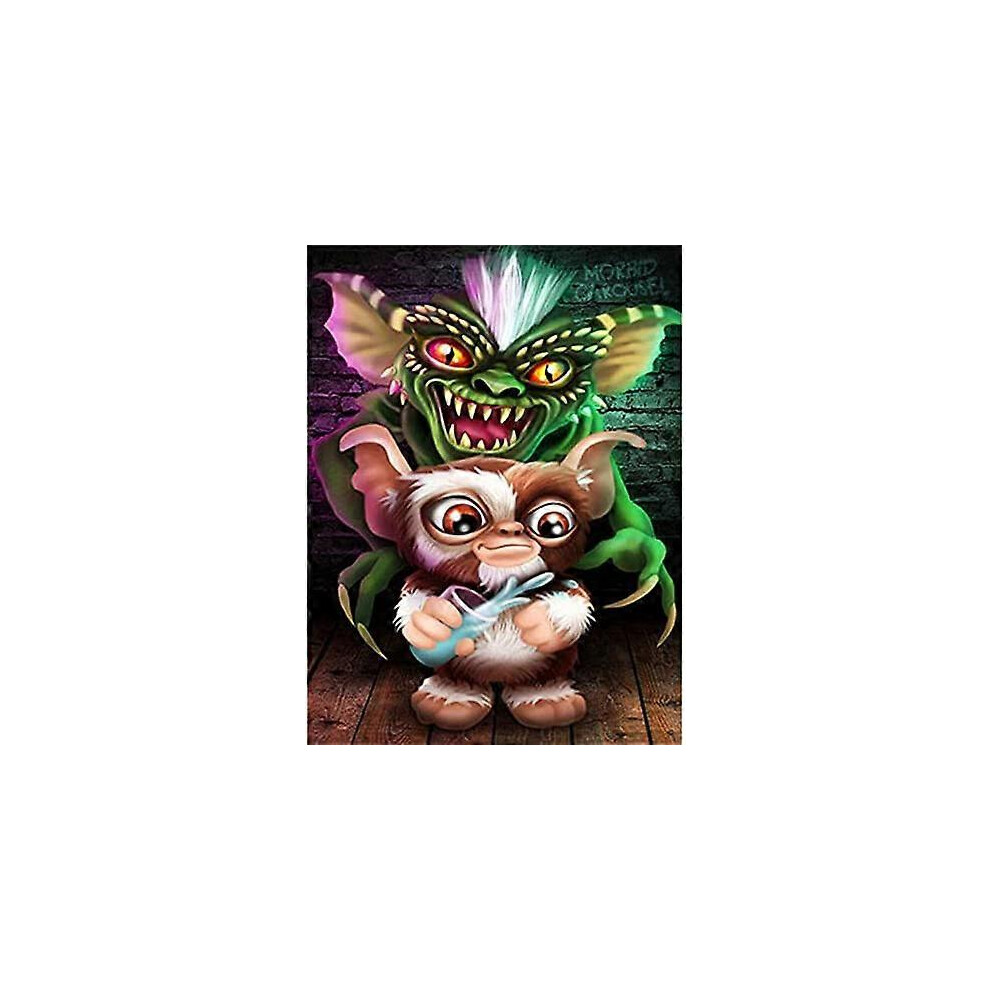 (As show, One size) DIY 5D Full Drill Diamond Painting Kits for Adults Kids, Crystal Rhinestone Diamond Embroidery Paintings Arts Craft Home Wall Decor (Gremlins, 11.8 x