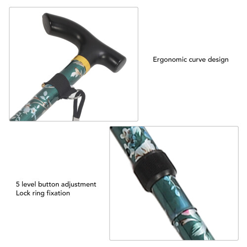 5-Level Foldable Lightweight Cane, 84-94 cm, Green 2