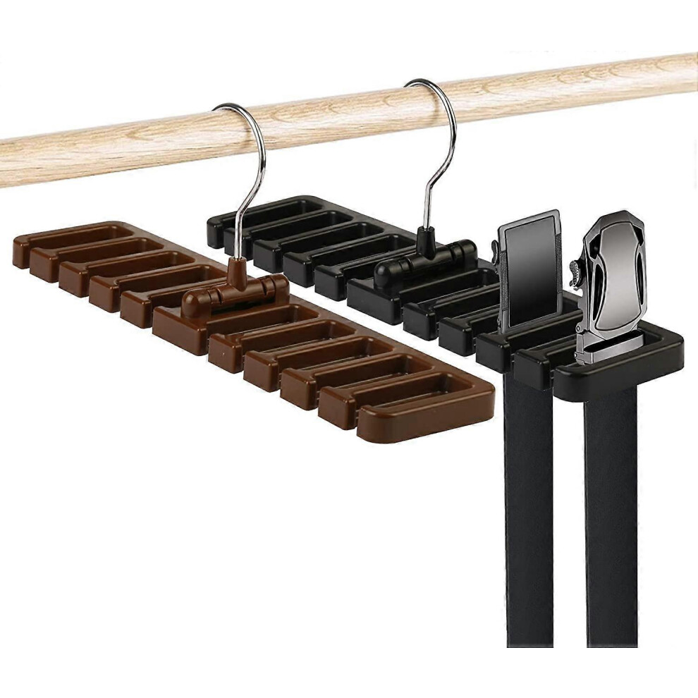 (As show, One size) 2 Pcs Belt Holder, Hanger Tie Holder Storage Belt Dressing Room Hanging Rack with 360 Swivel Hook for Belt Tie Scarves