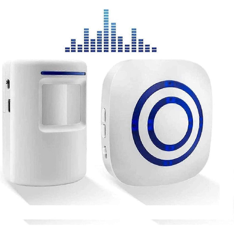 (As show, One size) Wireless Doorbell Electric Door Chime Kit with 1 Receiver and 1 PIR Motion Detector Sensor Alert Visitor Security Alarm with 38 Melodies at 3 Volume L