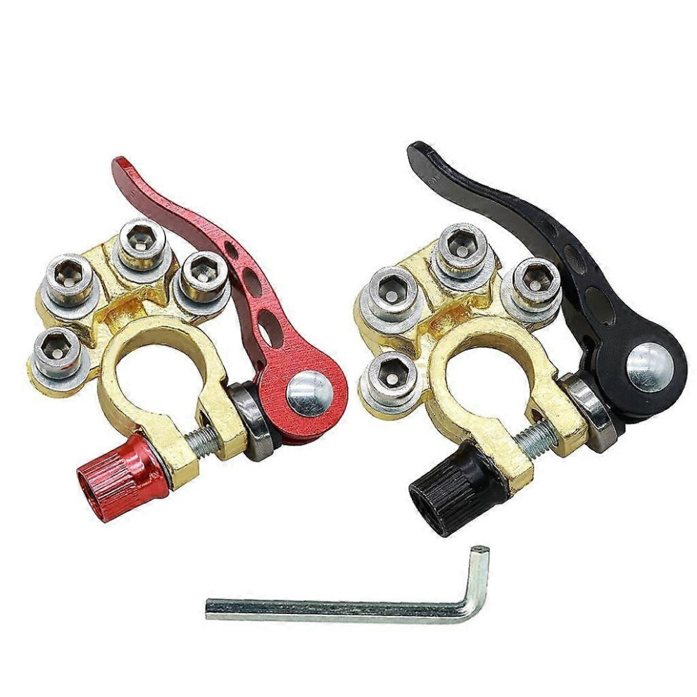 (As show, One size) 2 Pcs Battery Terminal Connector, 4 Way Quick Release Automotive Battery Terminals for SAE/JIS Type A Terminal Blocks Boats, Cars,