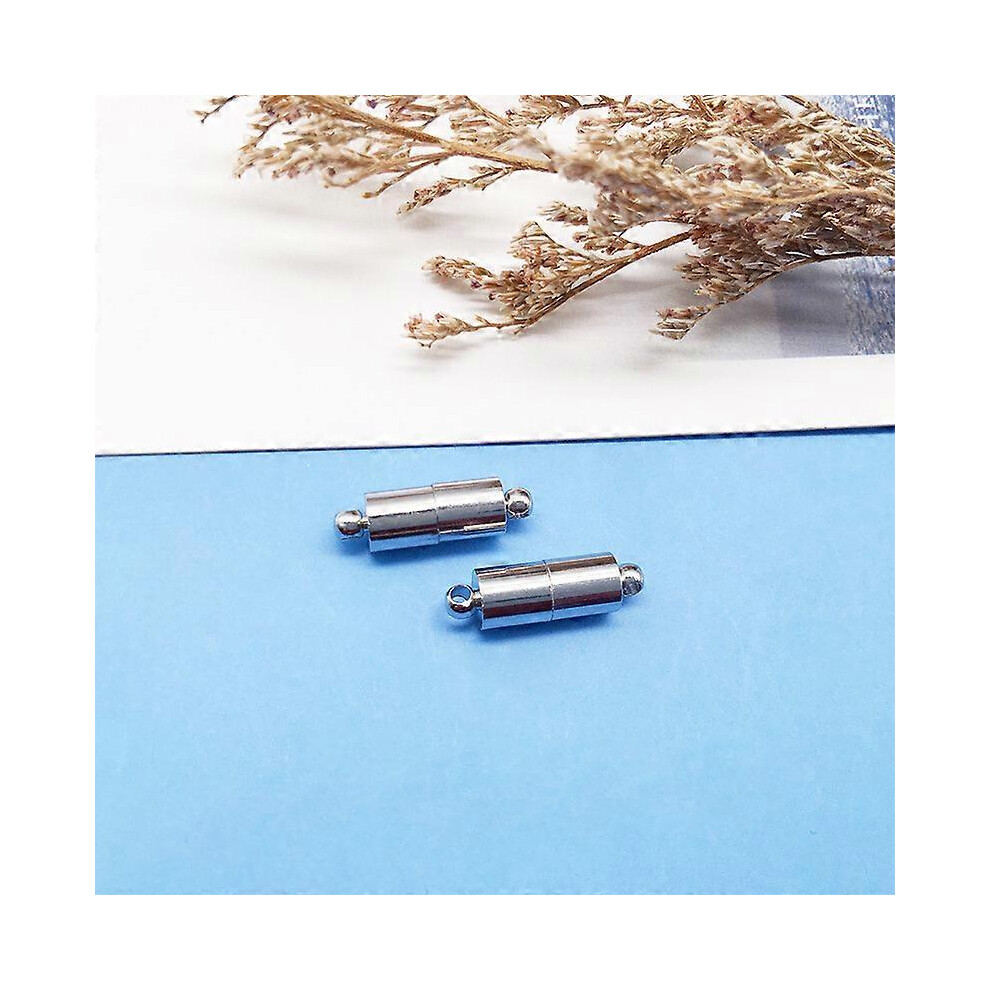 (As show, One size) 10 magnet clasps diy handmade jewelry necklace bracelet suction stone closing connecting clasp(white cylindrical)