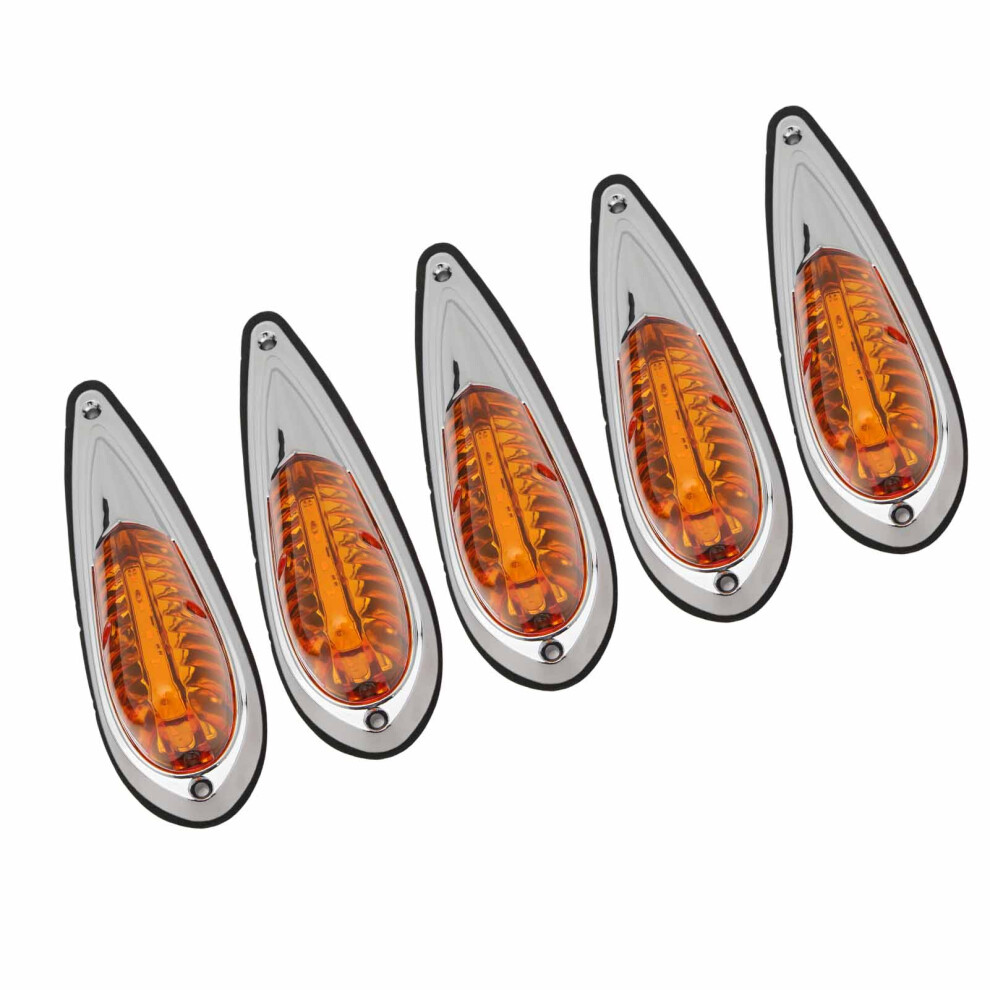 12V 24V 5 Pcs Cab Roof Marker Lights Waterproof Super Bright Top Running Lamps For Rv Truck Pickups 12V Amber 5011314611573