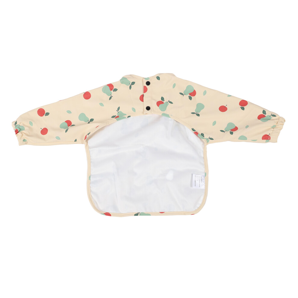 Waterproof Sleeved Bib Mess Proof Full Long Sleeve Soft PU for 6‑12 Months Toddler Baby Fruit Printing S Apple Pear