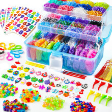 INSCRAFT 17500+ RUBBER LOOM BANDS MED 3 LASSE BL? CONTAINER 28 FARVER 600 S-CLIPS 352 PEAKS 40 Cartoon Pendant Armb?nd Making Refill Kit til b?rn