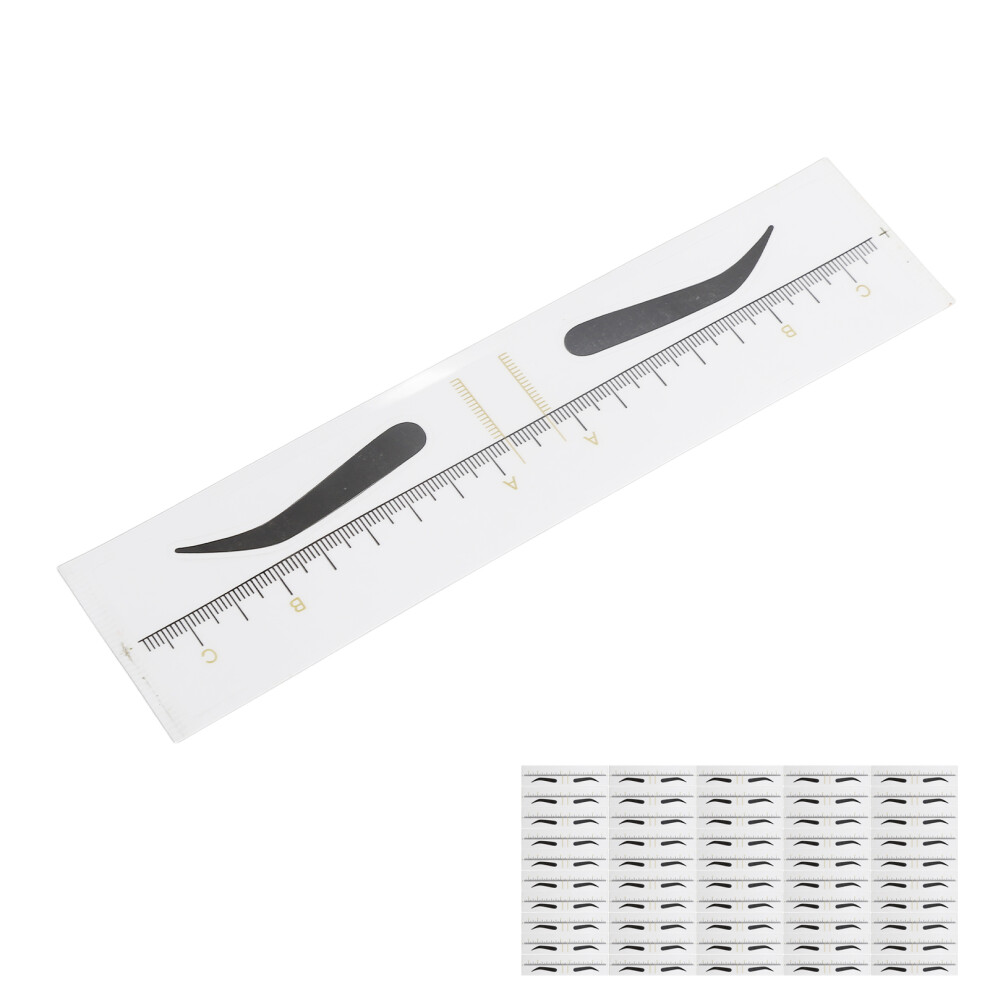 100Pcs Disposable Eyebrow Template Ruler Sticker Adhesive Easy to Use Eyebrow Stencil Microblading Ruler for Home