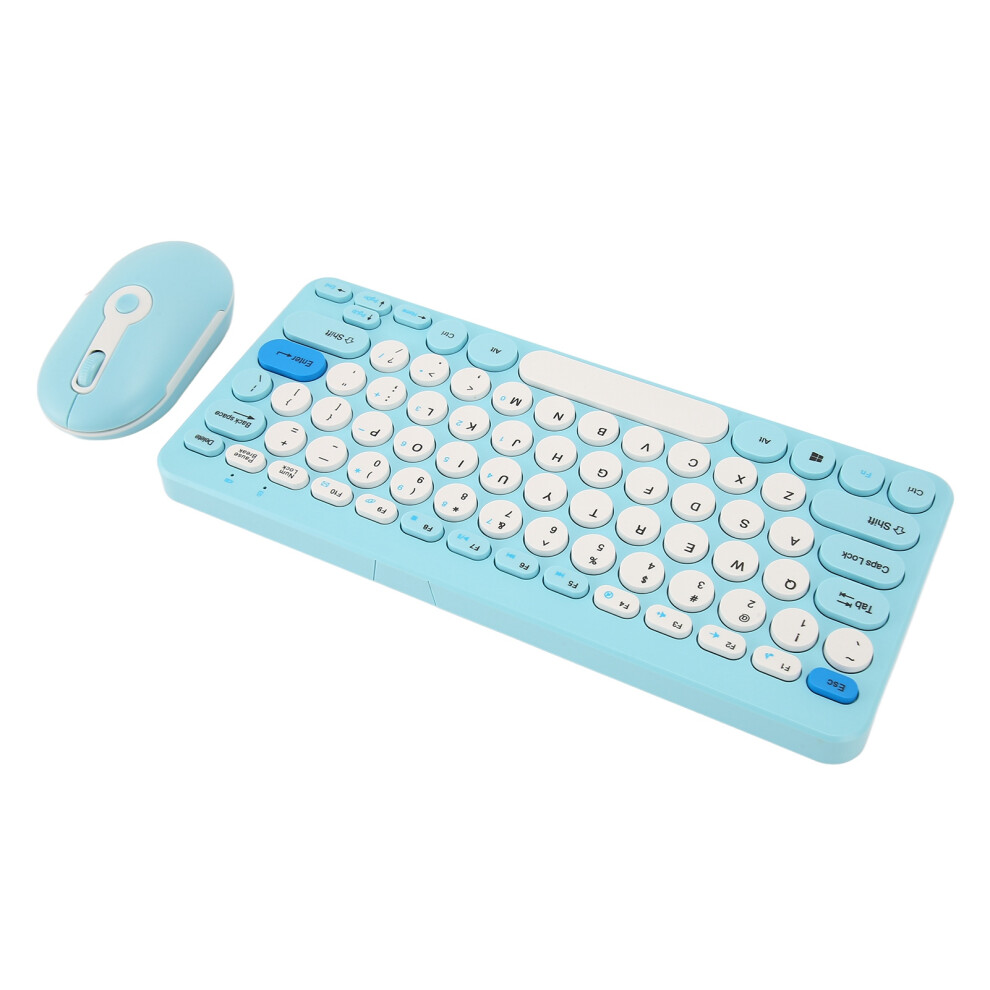 Wireless Keyboard Mouse Set Stylish Slim Round Keycaps Mute Ergonomic 2.4G Keyboard Mouse Combo For Desktop Pc Computer Blue 5011314618893