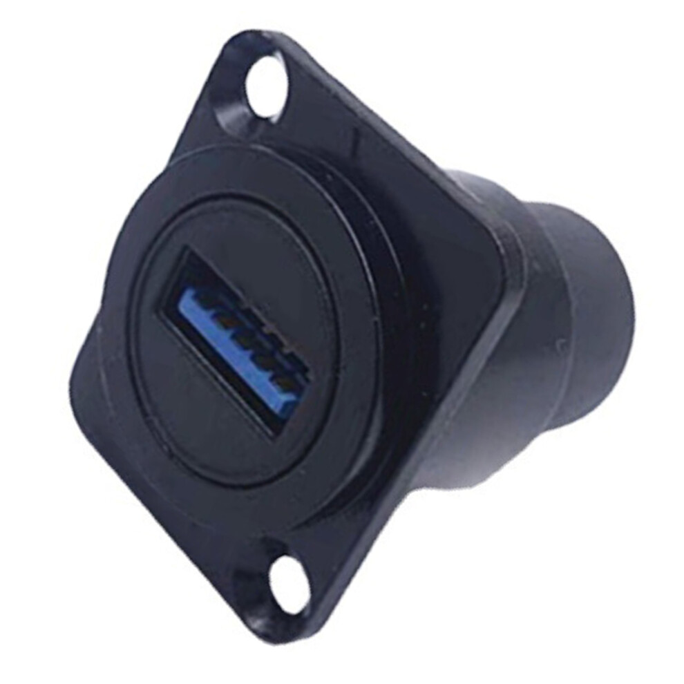 Usb3.0 Panel Mount Connector Female To Female Stable Data Transmission D Type Usb Socket For 86 Cabinet Panel Shell Black 8731314624799