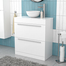 Nes Home White 800mm Vanity Cabinet & Modern Round Counter Top Basin Sink Unit