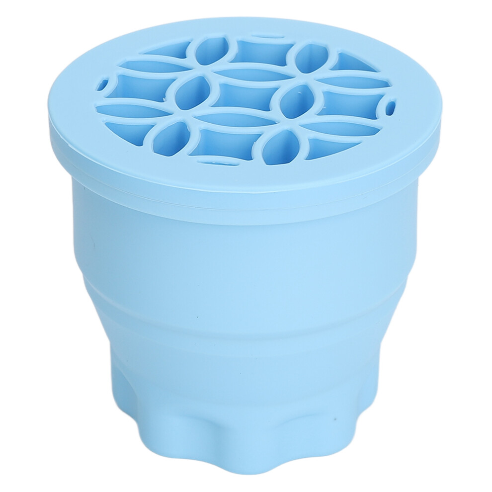 2 in 1 Makeup Brush Cleaning Mat with Brush Drying Rack Folding Space Saving Cosmetic Brush Cleaner Bowl Blue