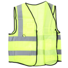 Reflective Safety Vest High Visibility Multi Pockets Dual Tone Reflective Strips Breathable Zipper Front Working Vest