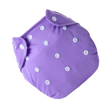Cloth Diaper Polyester Fiber Snaps Design Adjustable Leakproof Washable Pocket Cloth Diaper for Ages 0 to 1.5 Year Purple