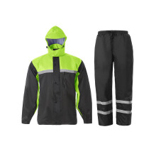 SaphiRose Herren-Regenanzug, hohe Sichtbarkeit, reflektierend, Arbeits-Regenjacke, Hose fr alle Sportarten, Bauernhof, Angeln, Motorrad (Schwarz/Gr