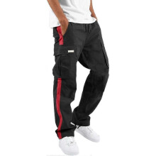 (Large, 19-red) Elastic Waist Cargo Pants for Men Relaxed Fit Tactical Hiking Pants Casual Work Trousers Drawstring Travel Pants -JA
