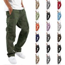 (X-Large, 01-army Green) Elastic Waist Cargo Pants for Men Relaxed Fit Tactical Hiking Pants Casual Work Trousers Drawstring Travel Pants -JA
