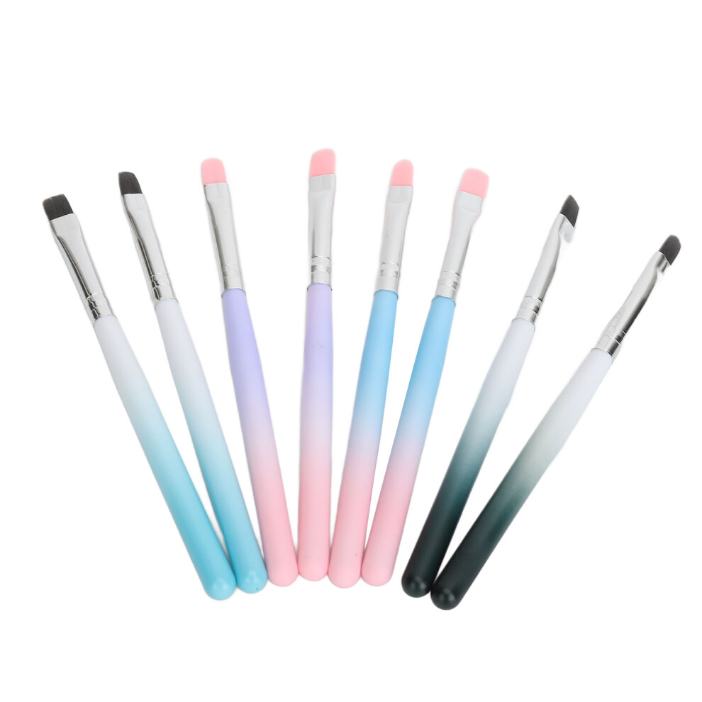 8pcs UV Gel Nail Extension Brush Round Square Head Gradient Handle Nail Tips Builder Brush