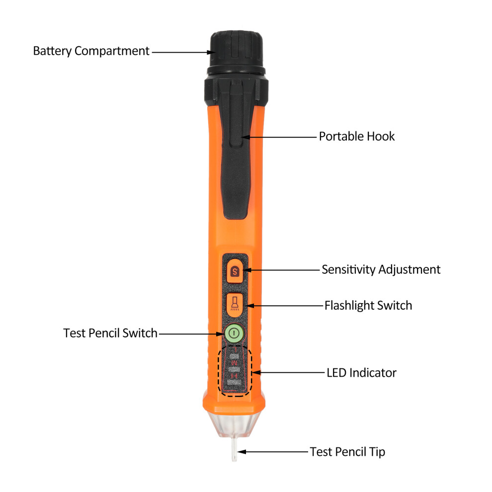 Voltage Tester Non Contact Voltage Detector Circuit Tester Dual Range Electrical Tester 12-1000V/48-1000V Adjustable Sensitivity AC Voltage
