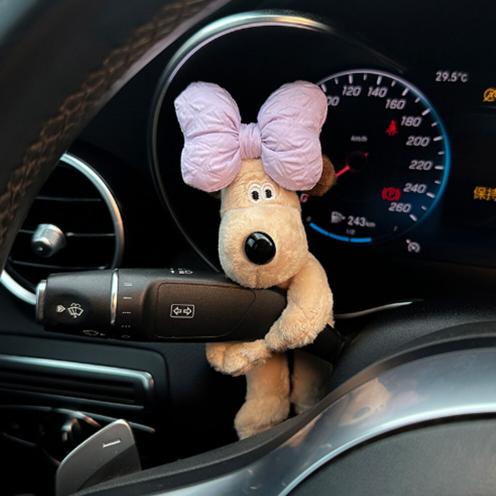 Car Turn Signal Wiper Cartoon Decoration Mini Cute Dog Plush Toy Interior Accessories Doll Ornaments Purple 8181314674506