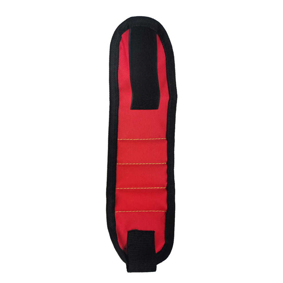 Wrist Tool Holder 3 Rows Magnetic Suction Wristband Organizer For Holding Screws Nails Fasteners Red 8301314684958