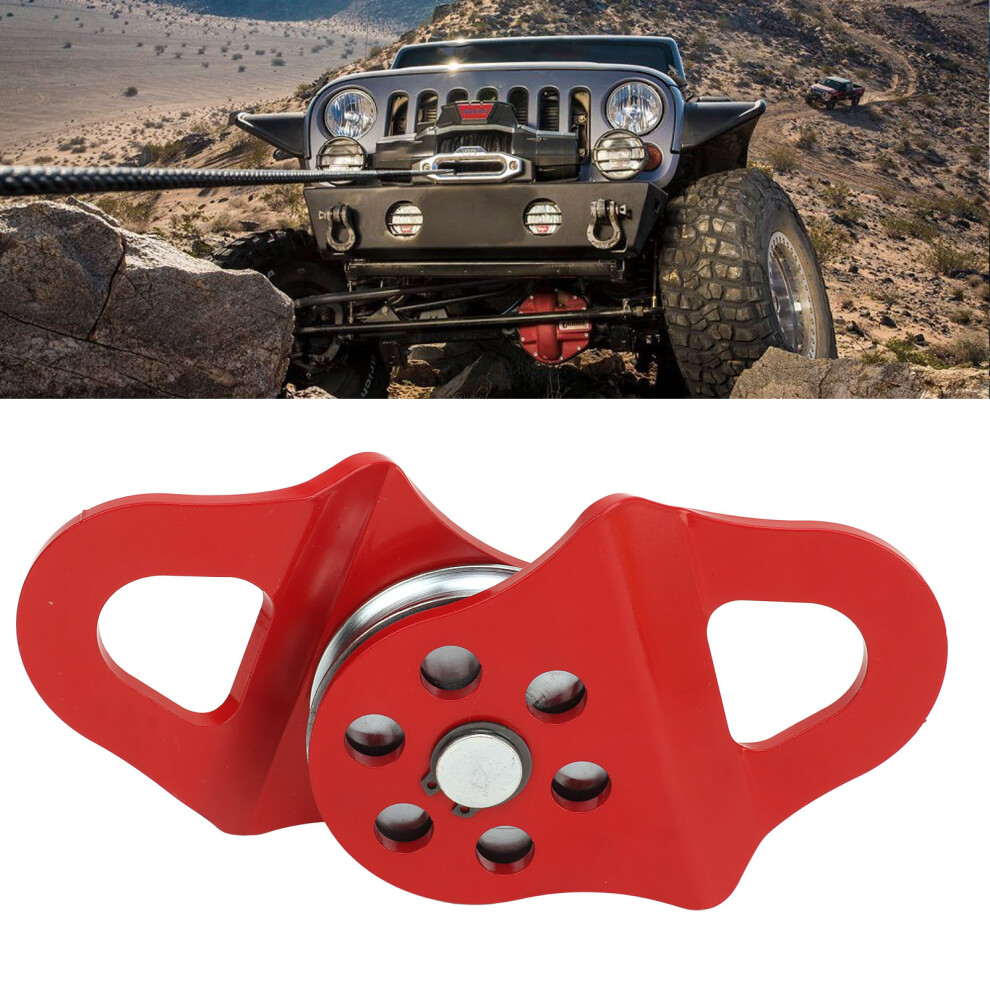 Snatch Block Towing Pulley 4T Load Bearing Capacity Heavy Duty Winch Pulley Red For Truck Tractor Atv Utv 7671314689491