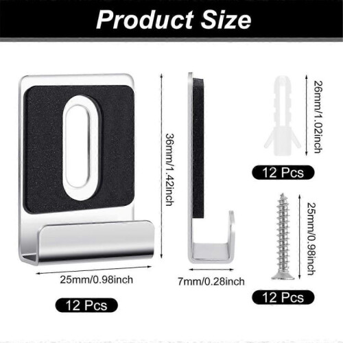 12Pcs Metal Mirror Clips Holder Kit,Mirror Hanging Clips with Screw , 2