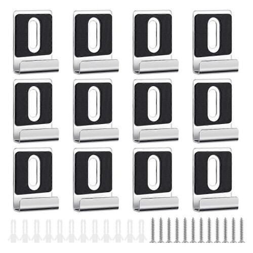 12Pcs Metal Mirror Clips Holder Kit,Mirror Hanging Clips with Screw ,