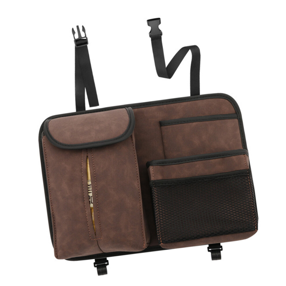 Car Back Seat Storage Bag Suspension Pu Leather Hanging Organizer With Hook For Tissue Brown 9431314707070
