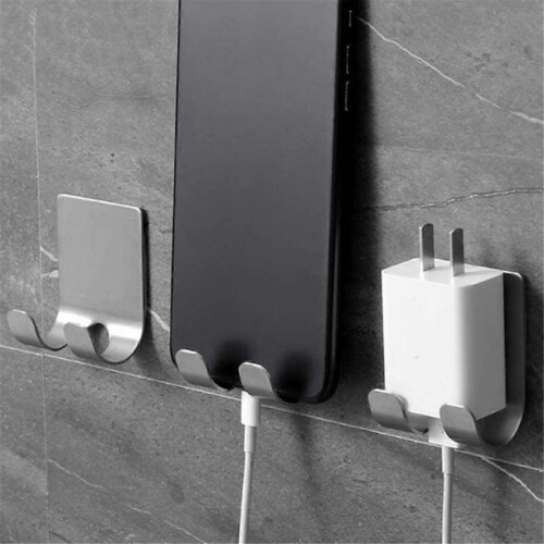 Stainless Steel Shaver Hook Stand Self Adhesive Hanger Black 2