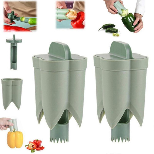 2Pcs Pepper Corer, Bell Peppers Seed Core Remover 1