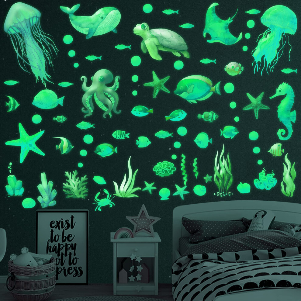 Sinekong Ocean Fish Wall Decals Glow In The Dark Under The Sea Wall Decals Viny