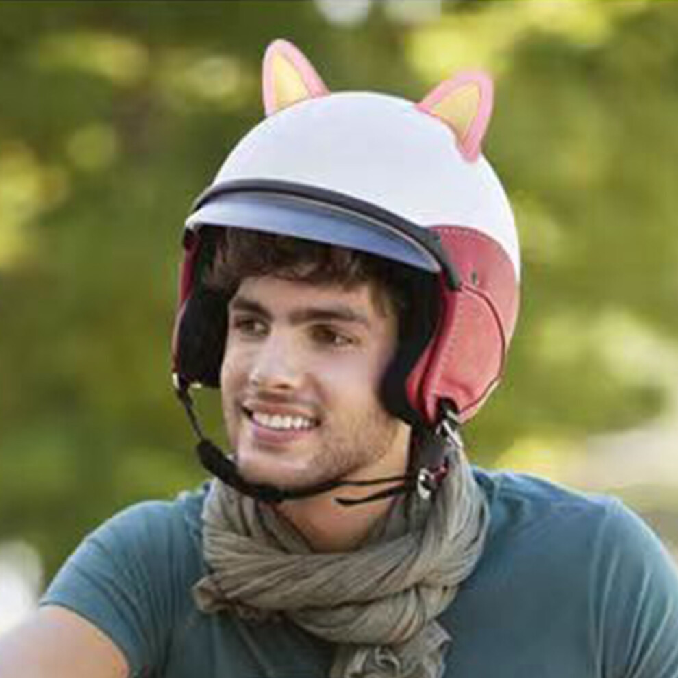 Motorcycle Helmet Cat Ears PVC Creative Cute Helmet Cover Sticker Helmet Accessory Pink + Yellow-image-OPC-PHQXZ85-NEW