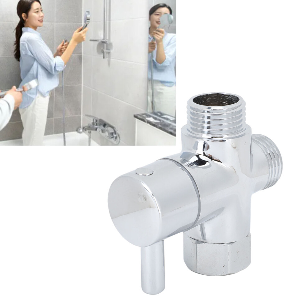 3 Way G1/2 Shower Diverter Valve Copper Shower Arm Diverter Valve For Hand Held Showerhead Electroplate 7901314734014