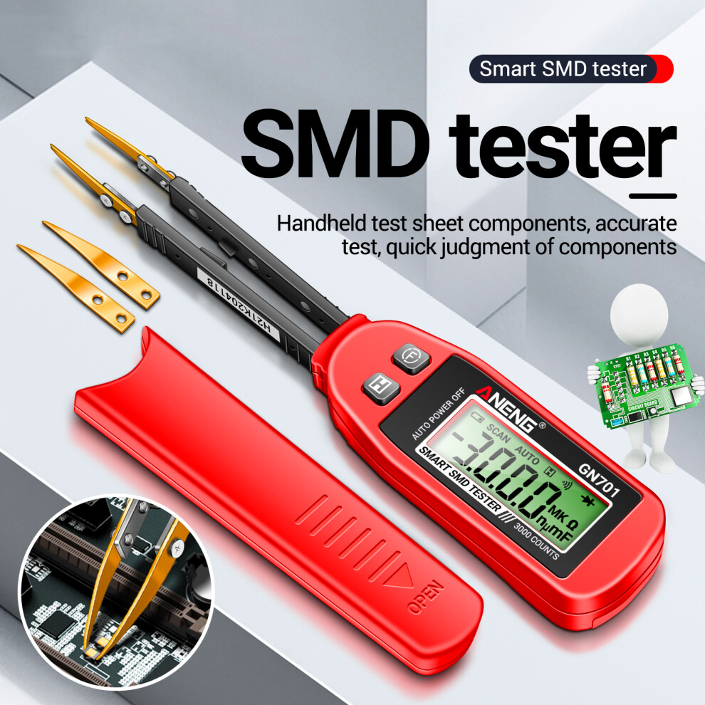 Aneng Gn701 Smart Smd Tester 3000 Counts Multimeter Handheld Patch Test Resistance Capacitance Continuity Diode Test Meter Tools 8081314734821