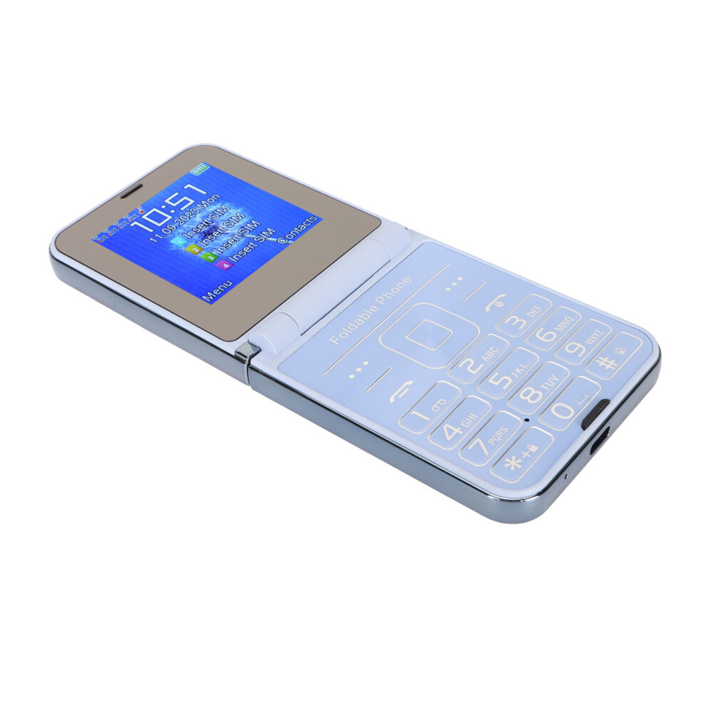 Flip 2G Phone 2.6In Senior Cellphone 2 Screen 1.3Mp 4 Sim Cards Standby Big Button Big Digits Loud Sound Basic Phone For Elderly Blue 7691314736865