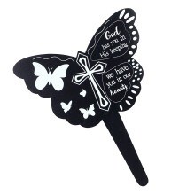 Memorial Stake White Text On Black Smoothing Elegant Sturdy Metal Cemetery Grave Plaque Stake for Decoration Garden